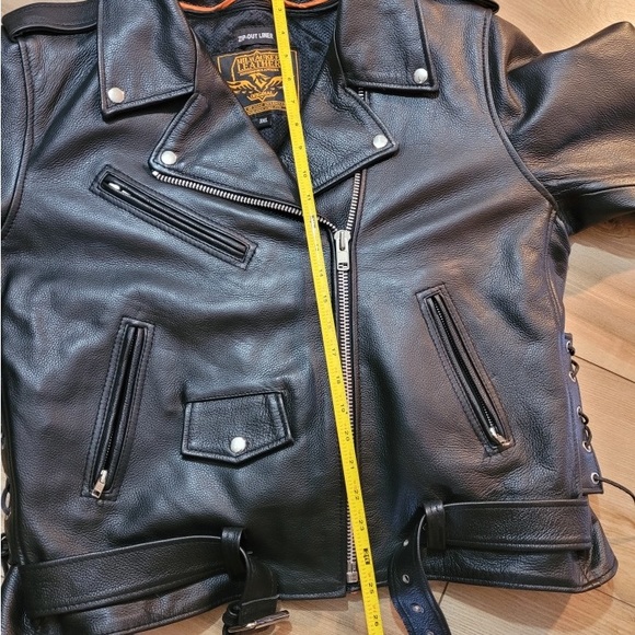 Genuine black leather motorcycle jacket 3XL - Picture 6 of 8
